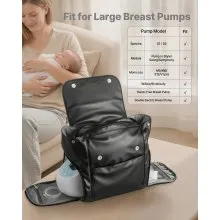 VEVOR Breast Pump Backpack, Breast Feeding Bag with Ice Pack, Fits for S1/S2, Pumping Accessories & Breastmilk Storage, Portable Pump Carrying Case for Work, Travel and Family Use, Black