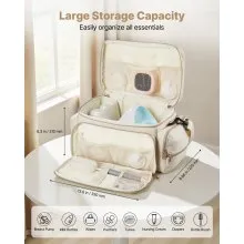 VEVOR Breast Pump Bag, Breast Feeding Bag with Waterproof Mat, Fits for S1/S2, Pumping Accessories & Breastmilk Storage, Portable Pump Carrying Case for Work, Travel and Family Use, Beige