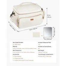 VEVOR Breast Pump Bag, Breast Feeding Bag with Waterproof Mat, Fits for S1/S2, Pumping Accessories & Breastmilk Storage, Portable Pump Carrying Case for Work, Travel and Family Use, Beige