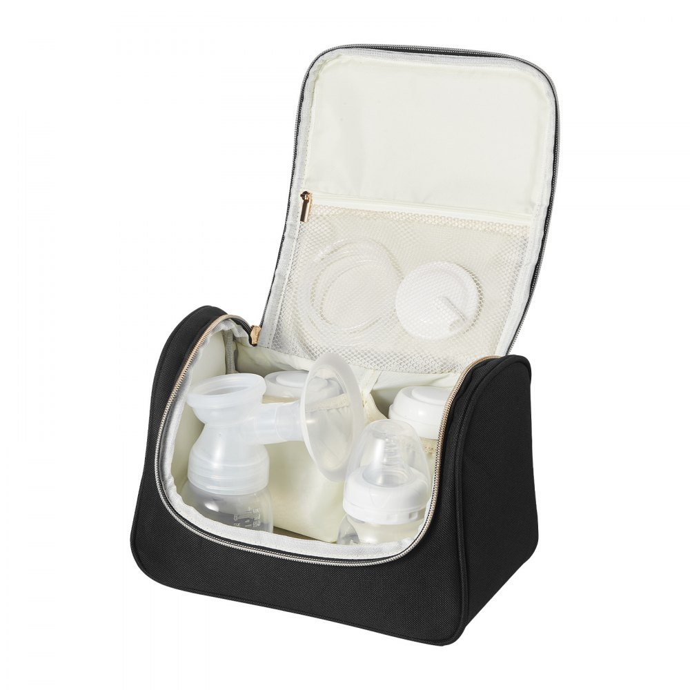 VEVOR Wearable Breast Pump Bag, Breast Feeding Bag with Waterproof Mat, Fits for M5/M6, Pumping Accessories & Breastmilk Storage, Portable Pump Carrying Case for Work, Travel & Family Use, Black