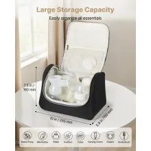 VEVOR Wearable Breast Pump Bag, Breast Feeding Bag with Waterproof Mat, Fits for M5/M6, Pumping Accessories & Breastmilk Storage, Portable Pump Carrying Case for Work, Travel & Family Use, Black