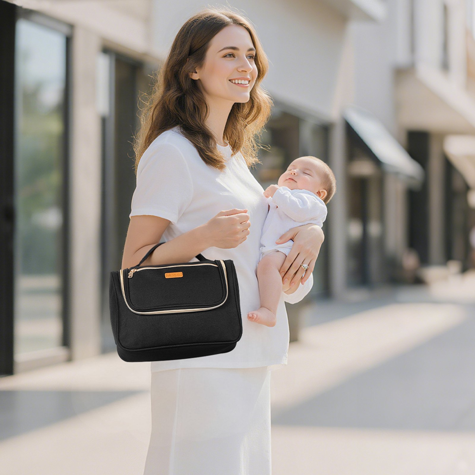 VEVOR Wearable Breast Pump Bag, Breast Feeding Bag with Waterproof Mat, Fits for M5/M6, Pumping Accessories & Breastmilk Storage, Portable Pump Carrying Case for Work, Travel & Family Use, Black