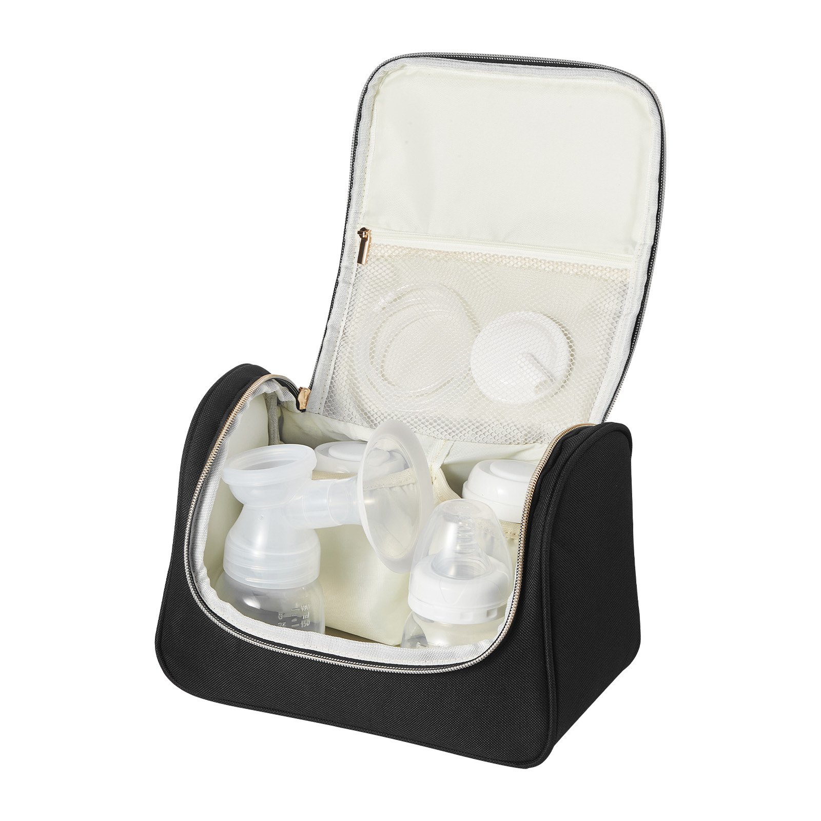 VEVOR Wearable Breast Pump Bag, Breast Feeding Bag with Waterproof Mat, Fits for M5/M6, Pumping Accessories & Breastmilk Storage, Portable Pump Carrying Case for Work, Travel & Family Use, Black