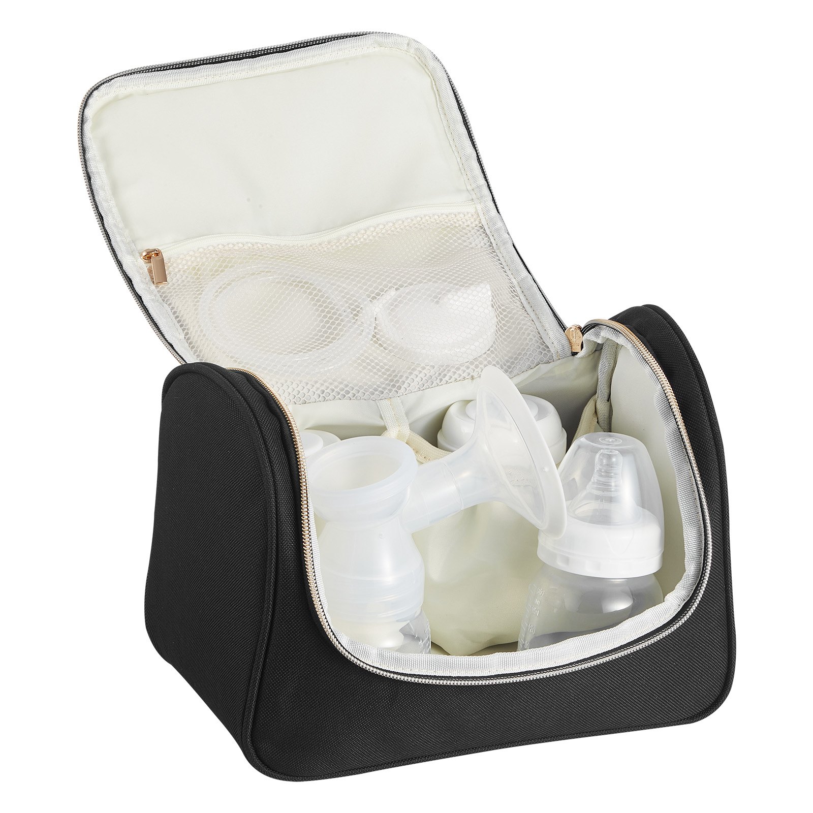 VEVOR Wearable Breast Pump Bag, Breast Feeding Bag with Waterproof Mat, Fits for M5/M6, Pumping Accessories & Breastmilk Storage, Portable Pump Carrying Case for Work, Travel & Family Use, Black