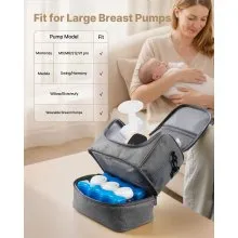 VEVOR Breast Pump Bag, Breast Feeding Bag with Ice Pack, Fits for S1/S2, Pumping Accessories & Breastmilk Storage, Portable Pump Carrying Case for Work, Travel and Family Use, Grey
