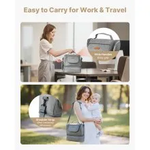 VEVOR Breast Pump Bag, Breast Feeding Bag with Ice Pack, Fits for S1/S2, Pumping Accessories & Breastmilk Storage, Portable Pump Carrying Case for Work, Travel and Family Use, Grey