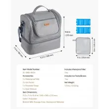 VEVOR Breast Pump Bag, Breast Feeding Bag with Ice Pack, Fits for S1/S2, Pumping Accessories & Breastmilk Storage, Portable Pump Carrying Case for Work, Travel and Family Use, Grey
