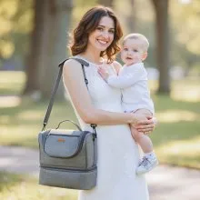 VEVOR Breast Pump Bag, Breast Feeding Bag with Ice Pack, Fits for S1/S2, Pumping Accessories & Breastmilk Storage, Portable Pump Carrying Case for Work, Travel and Family Use, Grey