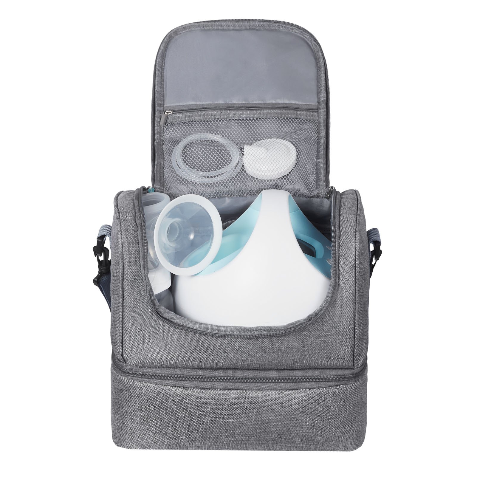 VEVOR Breast Pump Bag, Breast Feeding Bag with Ice Pack, Fits for S1/S2, Pumping Accessories & Breastmilk Storage, Portable Pump Carrying Case for Work, Travel and Family Use, Grey