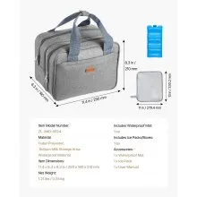 VEVOR Wearable Breast Pump Bag, Breast Feeding Bag with Ice Pack, Fits for M5/M6, Pumping Accessories & Breastmilk Storage, Portable Pump Carrying Case for Work, Travel & Family Use, Grey