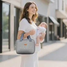 VEVOR Wearable Breast Pump Bag, Breast Feeding Bag with Ice Pack, Fits for M5/M6, Pumping Accessories & Breastmilk Storage, Portable Pump Carrying Case for Work, Travel & Family Use, Grey
