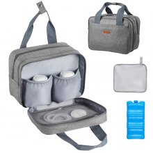 VEVOR Wearable Breast Pump Bag, Breast Feeding Bag with Ice Pack, Fits for M5/M6, Pumping Accessories & Breastmilk Storage, Portable Pump Carrying Case for Work, Travel & Family Use, Grey