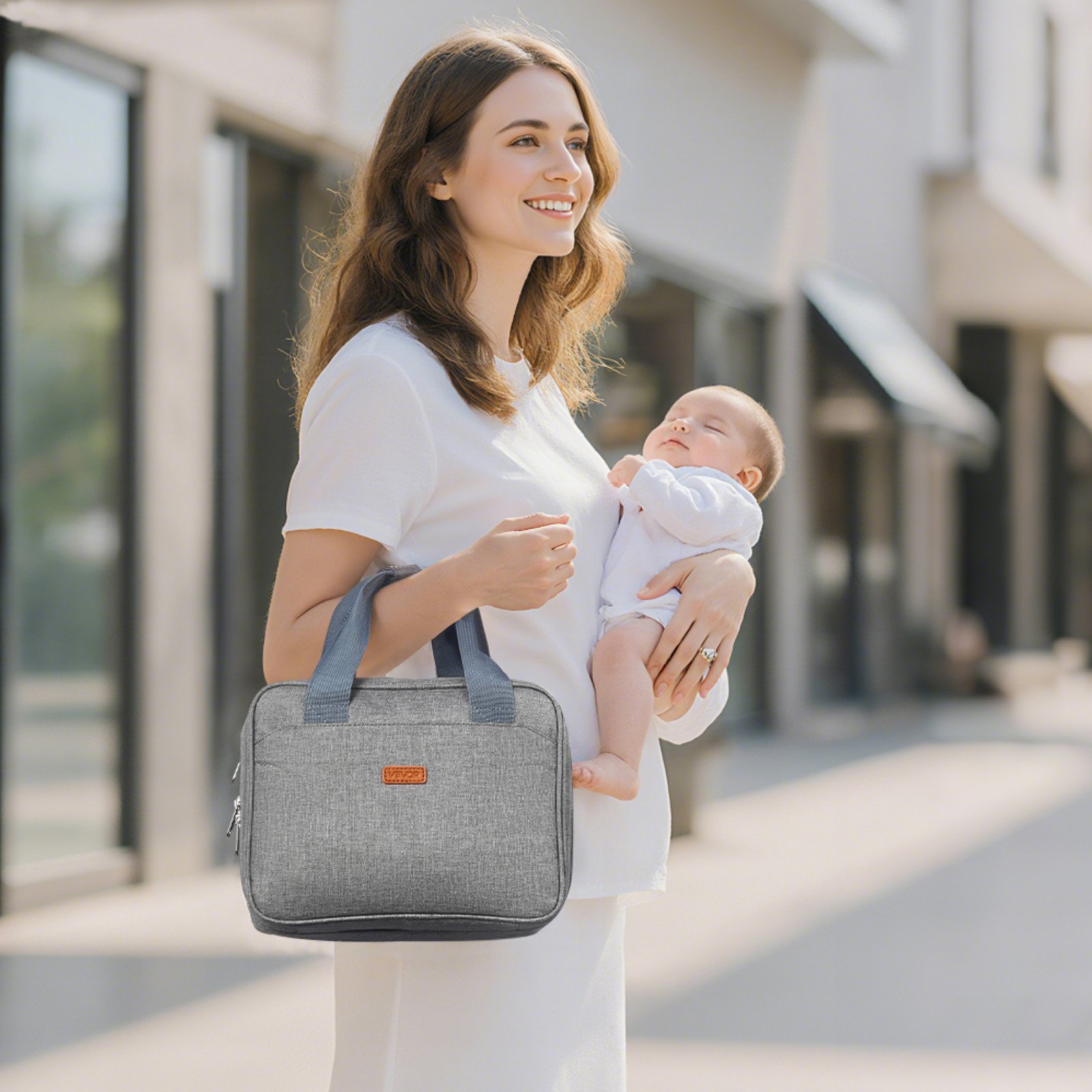 VEVOR Wearable Breast Pump Bag, Breast Feeding Bag with Ice Pack, Fits for M5/M6, Pumping Accessories & Breastmilk Storage, Portable Pump Carrying Case for Work, Travel & Family Use, Grey