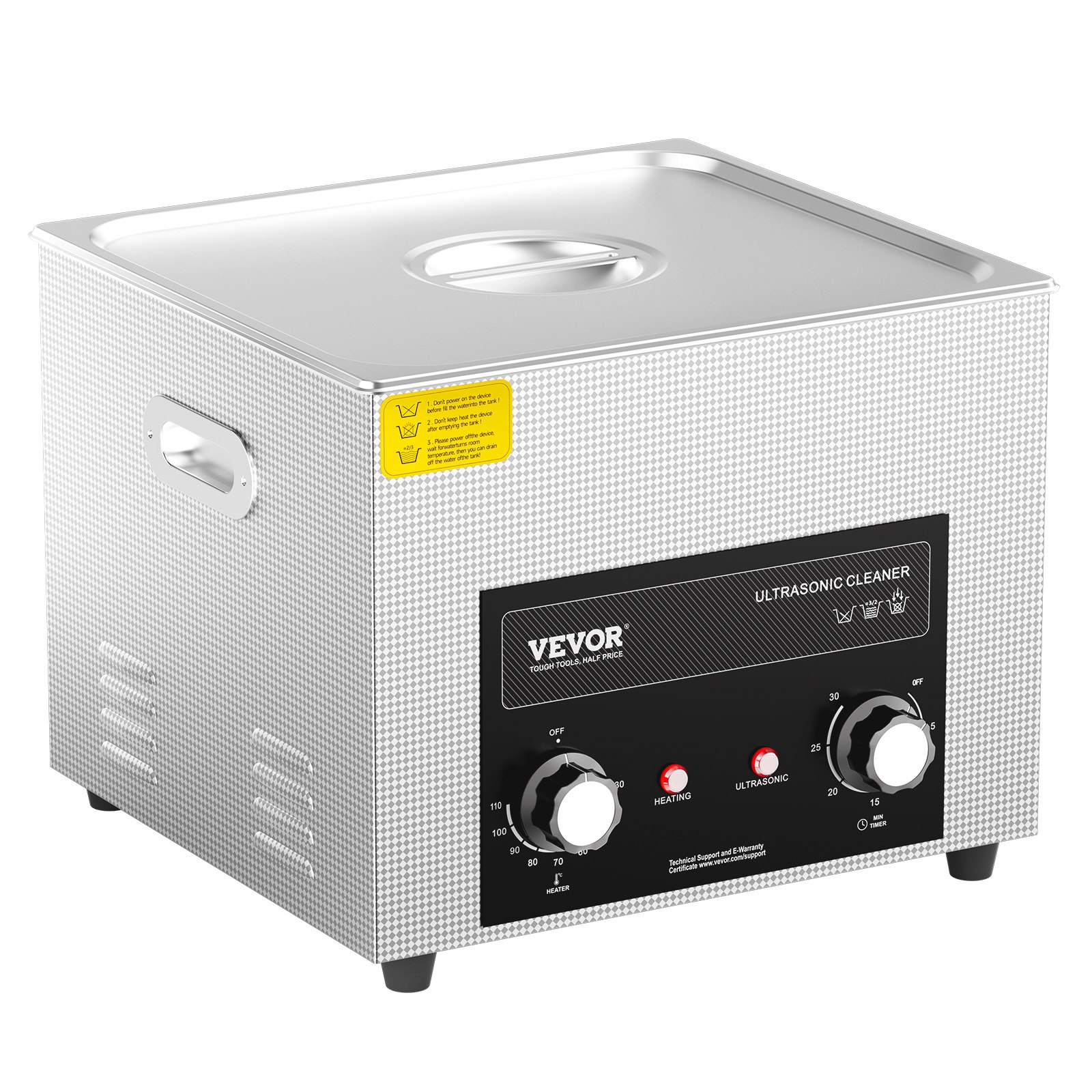 VEVOR 15L Ultrasonic Cleaner with Heater Timer & Basket, Professional Digital Sonic Cavitation Machine, 360W Cleaning Machine for Lab Tools, Metal Parts, Carburetor, Brass, Auto Parts, Engine Parts