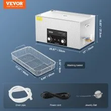 VEVOR 22L Ultrasonic Cleaner with Heater and Timer, 600W Stainless Steel Ultrasonic Cleaner Machine with Degas & Gentle Modes, Ultrasonic Parts Cleaner with Knob Control for Machine Part Auto Tool