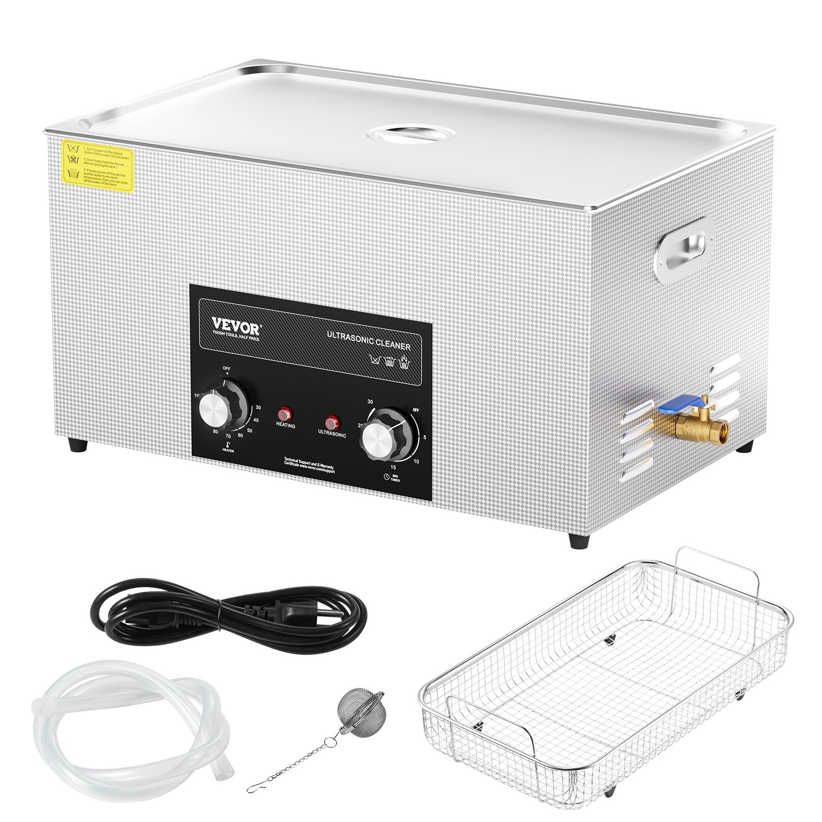 VEVOR 22L Ultrasonic Cleaner with Heater Timer & Basket, Professional Digital Sonic Cavitation Machine, 480W Cleaning Machine for Lab Tools, Metal Parts, Carburetor, Brass, Auto Parts, Engine Parts