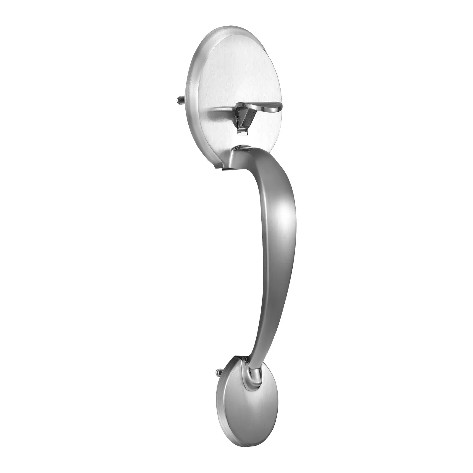 VEVOR front door handle set in brushed metal finish with sleek curved design and round backplates.