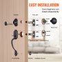 VEVOR Front Door Handle and Deadbolt Set, Antique Copper Front Door Lock Set with Interior Knob, Adjustable Hole Spacing Single Cylinder Handleset, for Right and Left Handed Entrance and Front Door