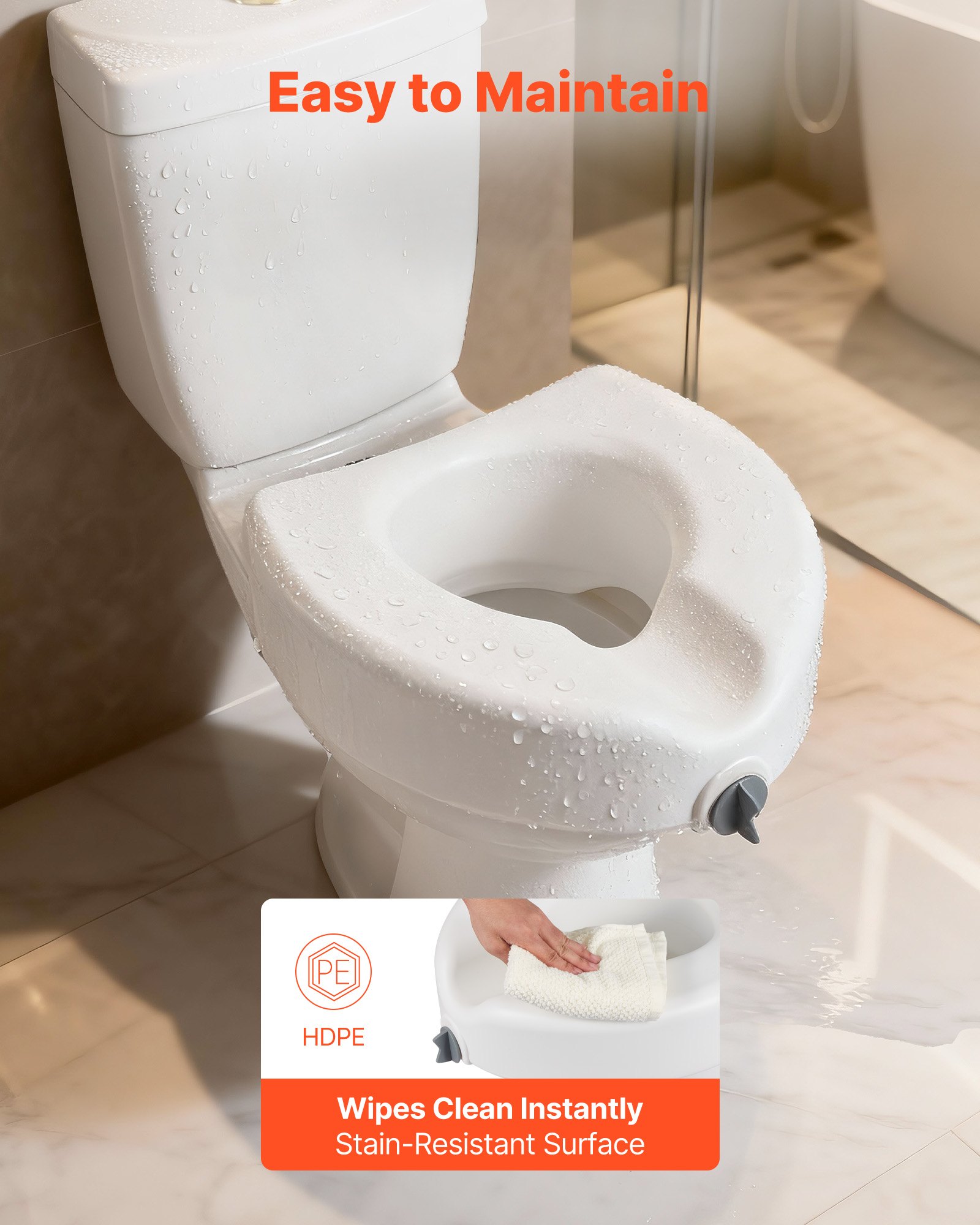 VEVOR Raised Toilet Seat, 158.8 kg Capacity, 127 mm Lift Height, Commode Elevated Toilet Seat Riser with Enlarged Opening for Seniors, Elderly, Handicap, Disabled, Adults, Fits Elongated & Round Bowl