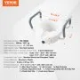 VEVOR Raised Toilet Seat, 5" Height Raised, 350 lbs Weight Capacity, for Round and Elongated Toilet, Twist Lock Installation,19.1" - 21.7" Adjustable Width, for Elderly, Handicap, Patient, Pregnant, M