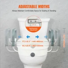 VEVOR Raised Toilet Seat, 5" Height Raised, 350 lbs Weight Capacity, for Round and Elongated Toilet, Twist Lock Installation,19.1" - 21.7" Adjustable Width, for Elderly, Handicap, Patient, Pregnant, M
