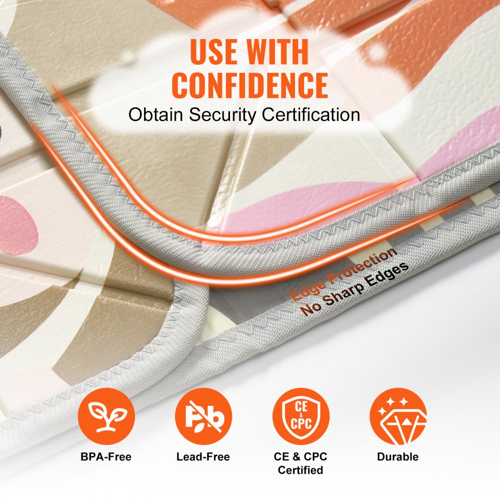 VEVOR Baby Play Mat, 59"x71" Baby Crawling Mat, Non-Slip One-Piece Foam Baby Playmat, Foldable Portable Reversible Floor Mat with Travel Bag, Waterproof Activity Playmats for Babies, Toddlers, Infants