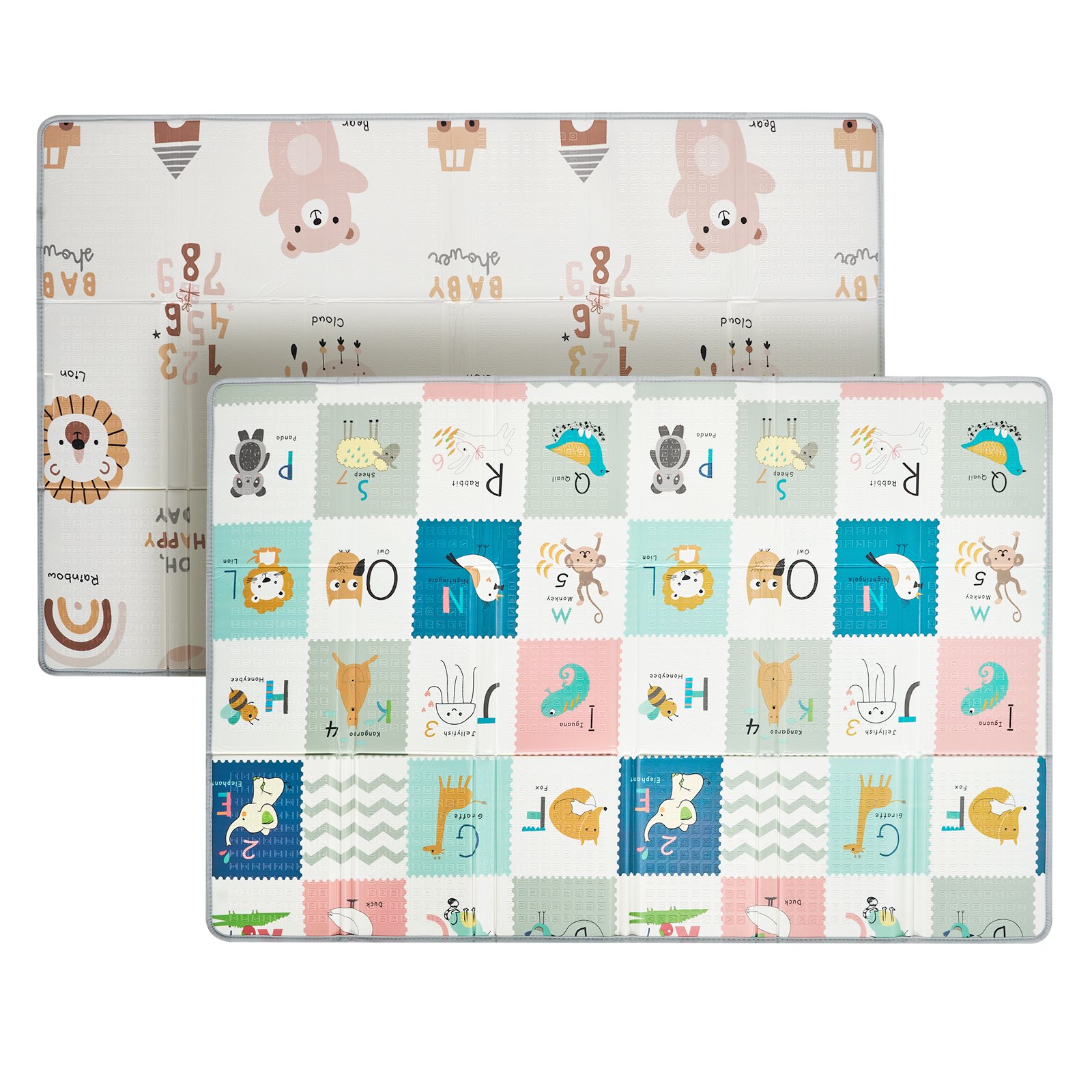 VEVOR Baby Play Mat, 51""x79"" Baby Crawling Mat, Non-Slip One-Piece Foam Baby Playmat, Foldable Portable Reversible Floor Mat with Travel Bag, Waterproof Activity Playmats for Babies, Toddlers, Infants