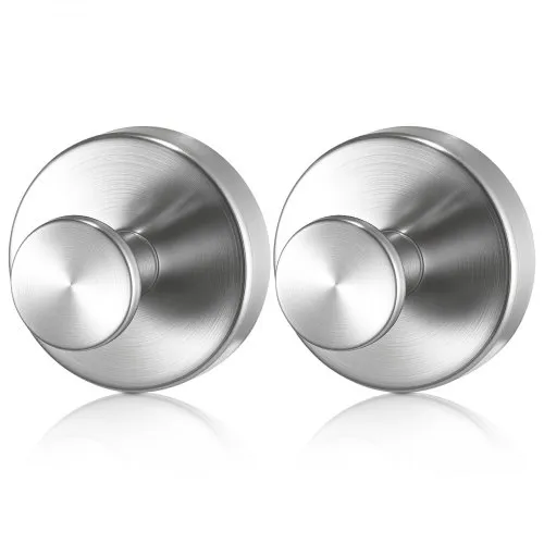 VEVOR Suction Cup Hooks for Shower, 2-Pack No Drill Stainless Steel Hooks, Suction Cup Shower Towel Hanging Hook, for Bathroom Wall, Kitchen, Glass, Mirror and Tile to Hang Towels, Robes & Loofah