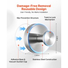 Suction Cup Hooks for Shower No Drill Stainless Steel 2-Pack Towel Hooks