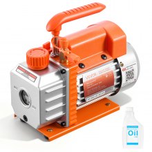VEVOR Vacuum Pump, 3.5 CFM 1/4 HP, HVAC Single Stage Rotary Vane AC Vacuum Pump, for R134a R22 R410a Systems, 4 Pole Motor, for Automotive Air Conditioner Maintenance Resin Degassing, Oil Included