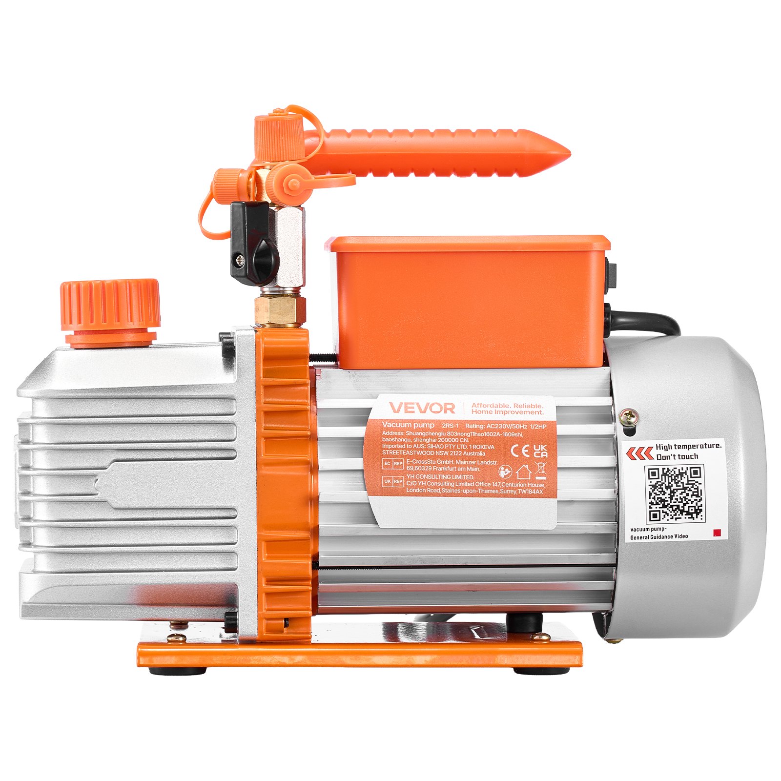 VEVOR Vacuum Pump, 5 CFM 142 L/min, HVAC Two Stage Rotary Vane AC Vacuum Pump, for R134a R22 R410a Systems, 4 Pole Motor, for Automotive Air Conditioner Maintenance Resin Degassing, Oil Included