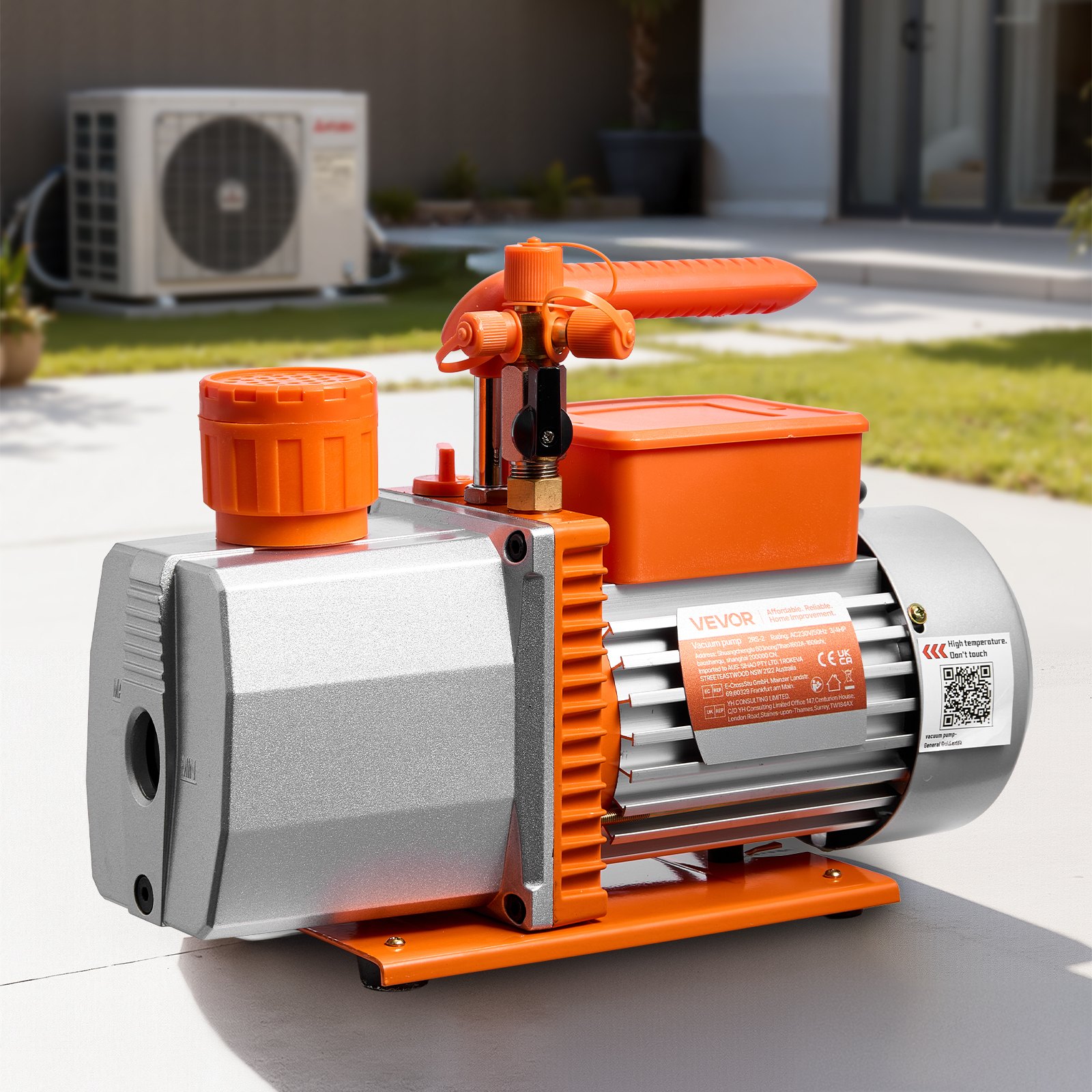 VEVOR Vacuum Pump, 7 CFM 198 L/min, HVAC Two Stage Rotary Vane AC Vacuum Pump, for R134a R22 R410a R1234YF R32, 4 Pole Motor, for Automotive Air Conditioner Maintenance Resin Degassing, Oil Included