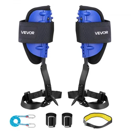 VEVOR Tree Climbing Spikes Set, Height-Adjustable Tree Climbing Gear with Straps & Waist Harness, 350 lbs Load Capacity, Heavy Duty Steel Climb Spurs Arborist Equipment for Fruit Picking Hunting