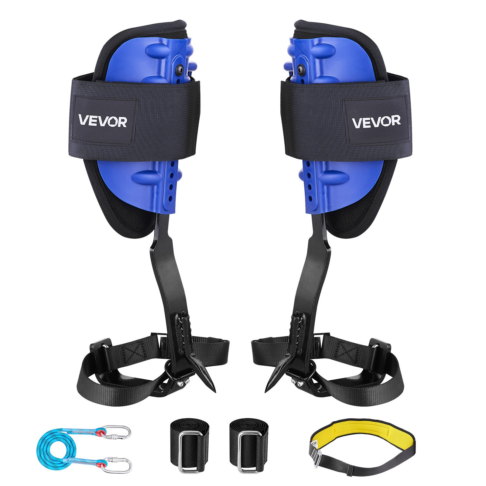 VEVOR Tree Climbing Spikes Set, Height-Adjustable Tree Climbing Gear with Straps & Waist Harness, 159 kg Load Capacity, Heavy Duty Steel Climb Spurs Arborist Equipment for Fruit Picking Hunting