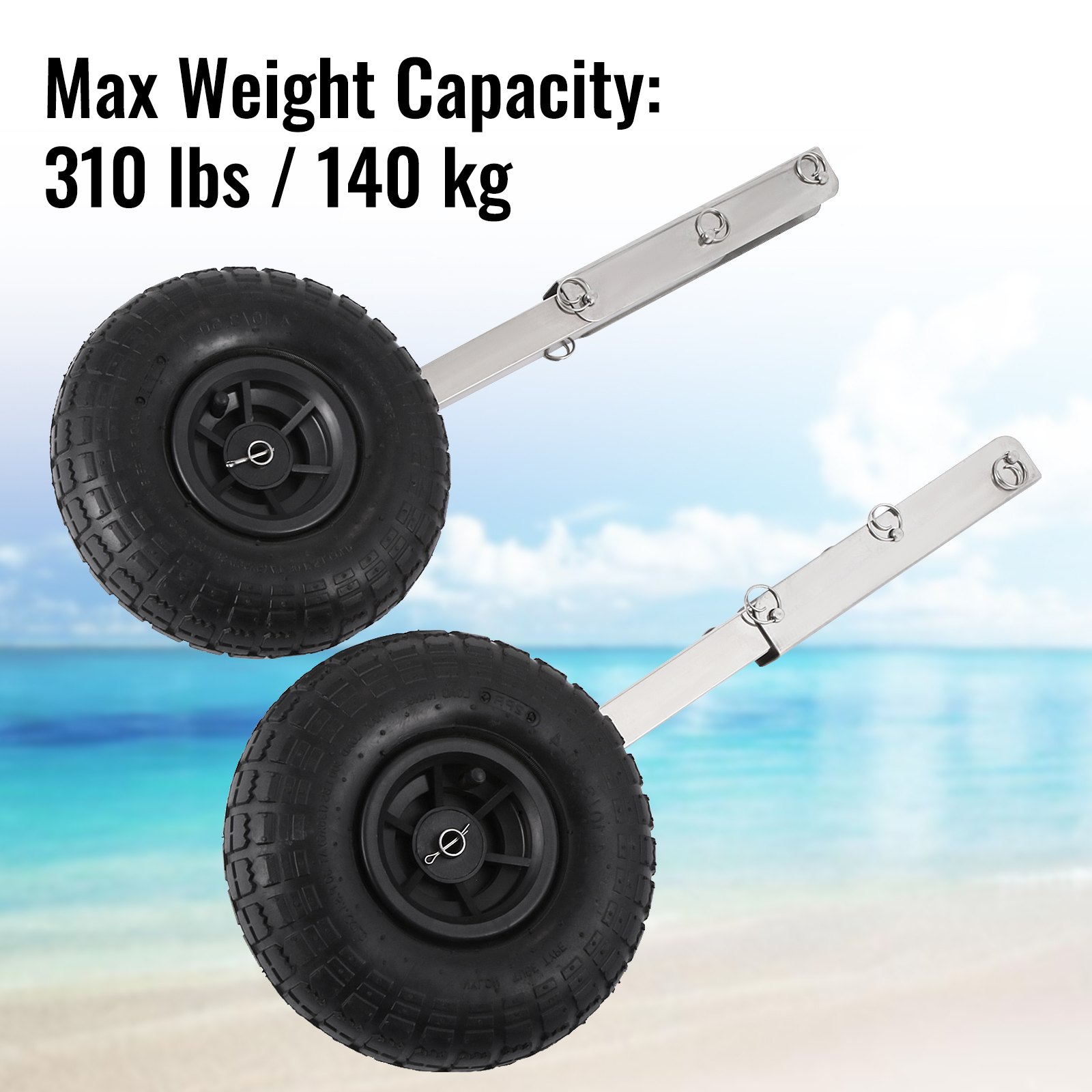 VEVOR Boat Launching Wheels, Boat Transom Launching Wheel, 310 LBS Loading Capacity Inflatable Boat Launch Wheels, Stainless Steel Transom Launching Dolly Wheels, 2 PCS