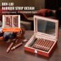 VEVOR Cigar Humidor, Glass Top Cigar Humidor Box, Handmade Spanish Cedar Wood Cigar Desktop Box, Cigar Storage Case with Humidifier, Hygrometer and Divider, 10-25 Cigars, Great Gift for Men