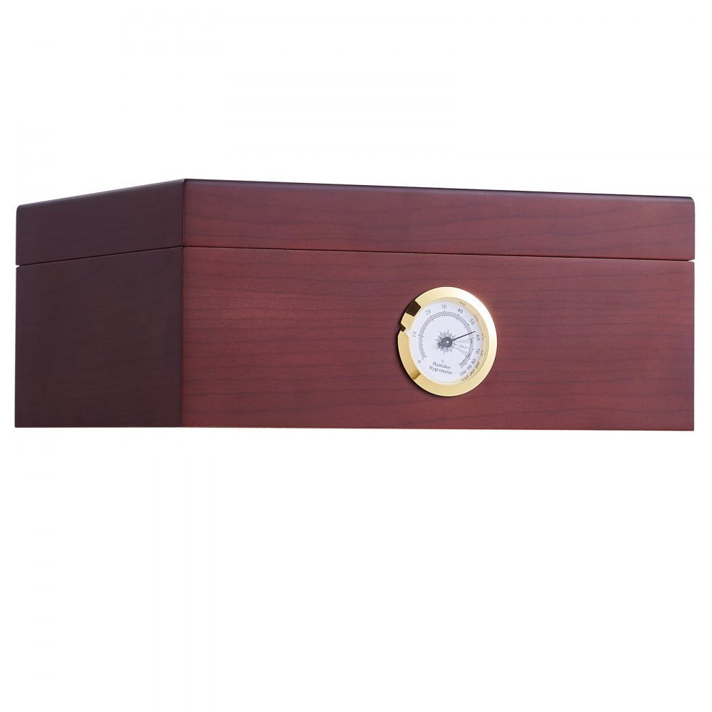 Humidor de puros VEVOR, caja humidificadora de puros con tapa de cristal, hecha a mano en madera de cedro español, estuche para puros con humidificador, higrómetro y divisor, capacidad para 30-50 puros, regalo ideal para hombres.