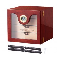 VEVOR Cigar Humidor Cabinet, Handmade Spanish Cedar Wood Cigar Humidor for 50-100 Cigars, Glass Cigar Desktop Storage Case with Digital Humidifier, Hygrometer and Shelves, Great Gift for Men