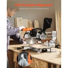 Sliding Compound Miter Saw 10-In Blade 15 Amp Motor Corded Double Bevel 60-Tooth