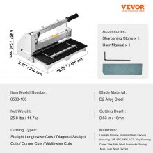 VEVOR-lattialeikkuri 330 mm, leikkaa vinyylilankkua, laminaattia, suunniteltua kovapuuta, sivuraidetta, 16 mm:n leikkaussyvyys vaivatonta ja helppoa leikkausta, vinyylilankkuleikkuri LVP:lle, WPC:lle, SPC:lle, LVT:lle, VCT:lle, PVC:lle ja muille
