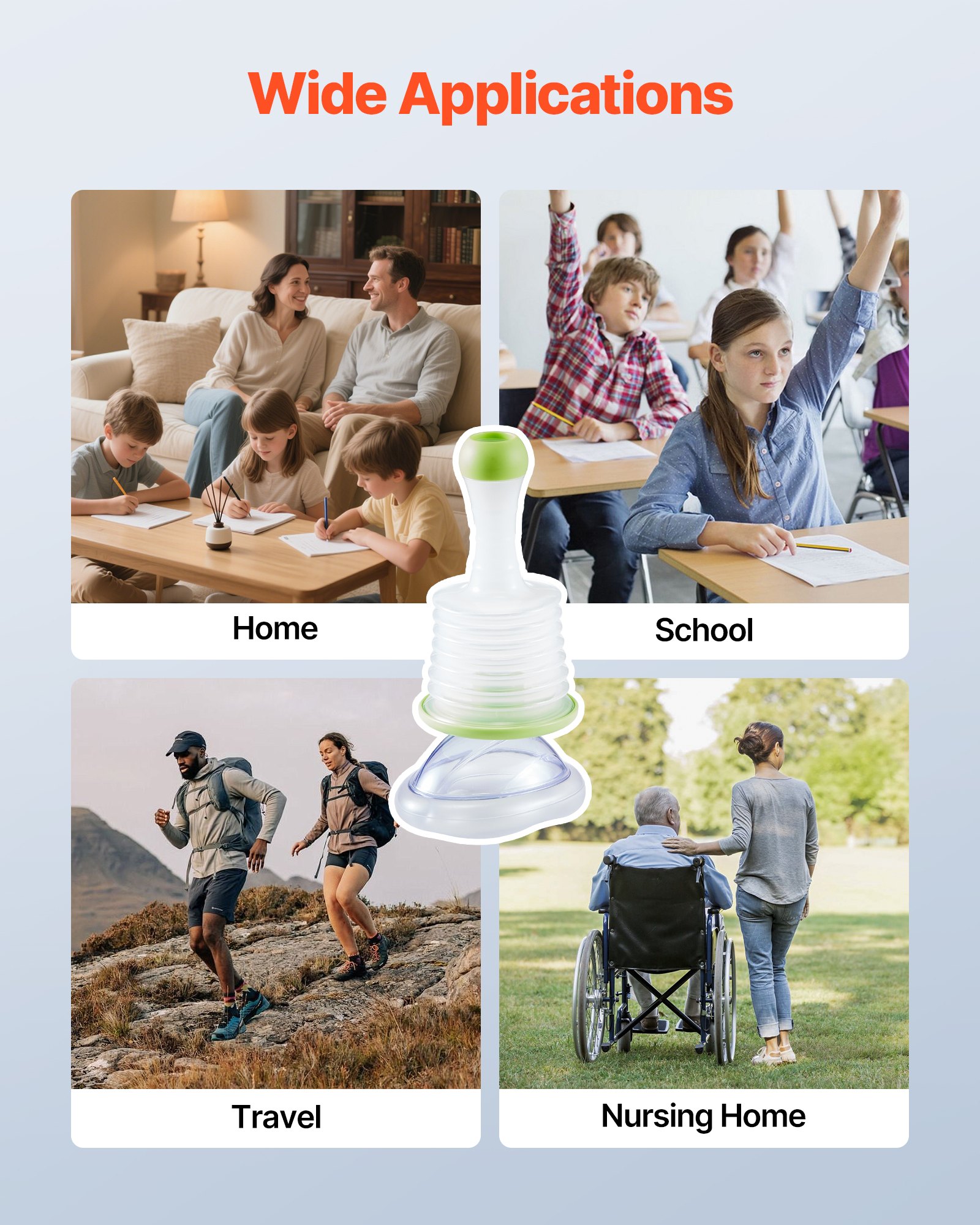 VEVOR Choking Rescue Device, Portable Airway Clear Anti Choking Suction Device with 2 Multi-size Masks and 1 Storage Bag, First Aid Kit for Removing Blocked Objects, for Home, School, Travel