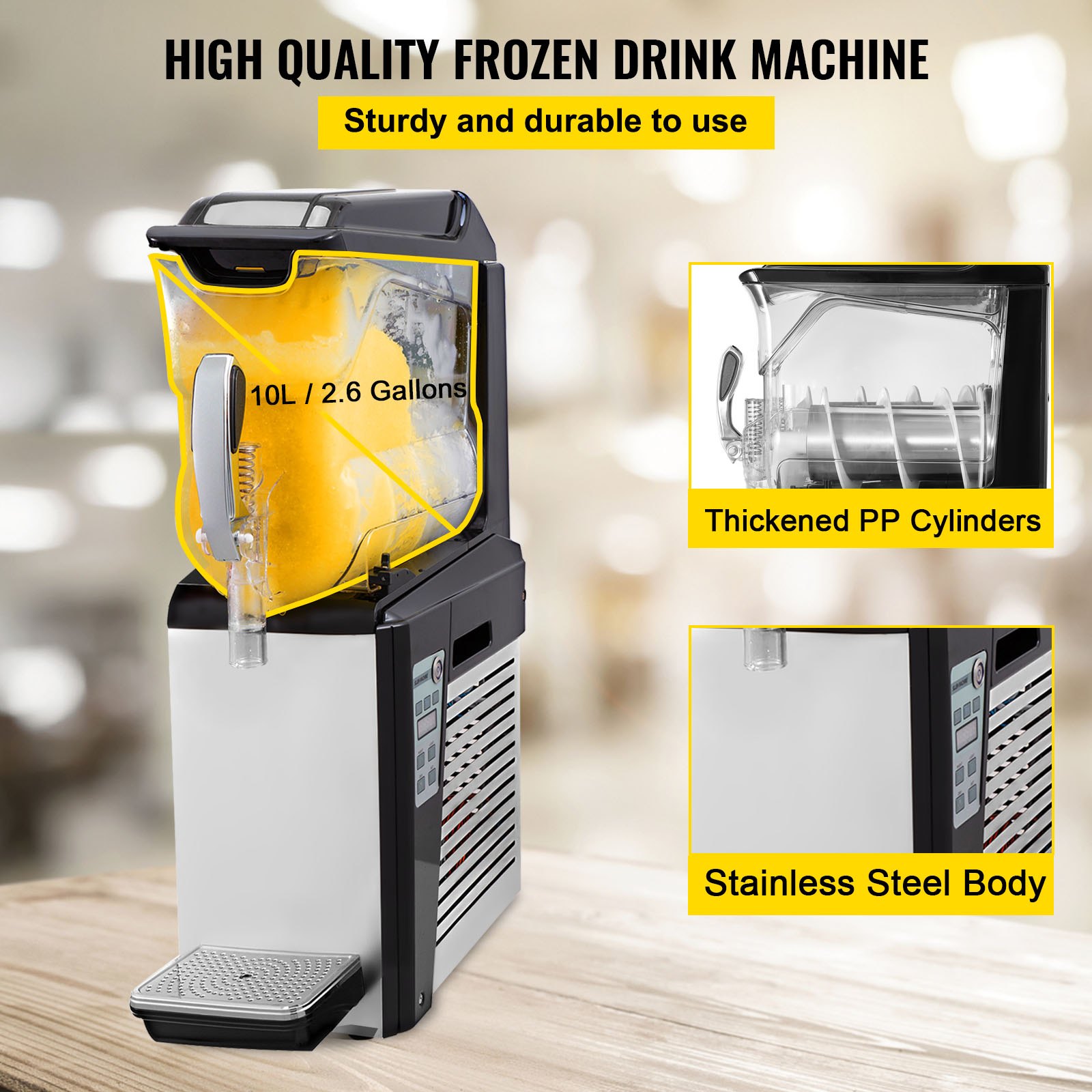 VEVOR Slushy Machine, 10L 1 Tank Slushie Machine for Home, 600W Commercial Slushy Machine, machine a slush for Frozen Drinks Automatic Clean, Slushy Machine for Home Supermarkets Cafes Restaurants