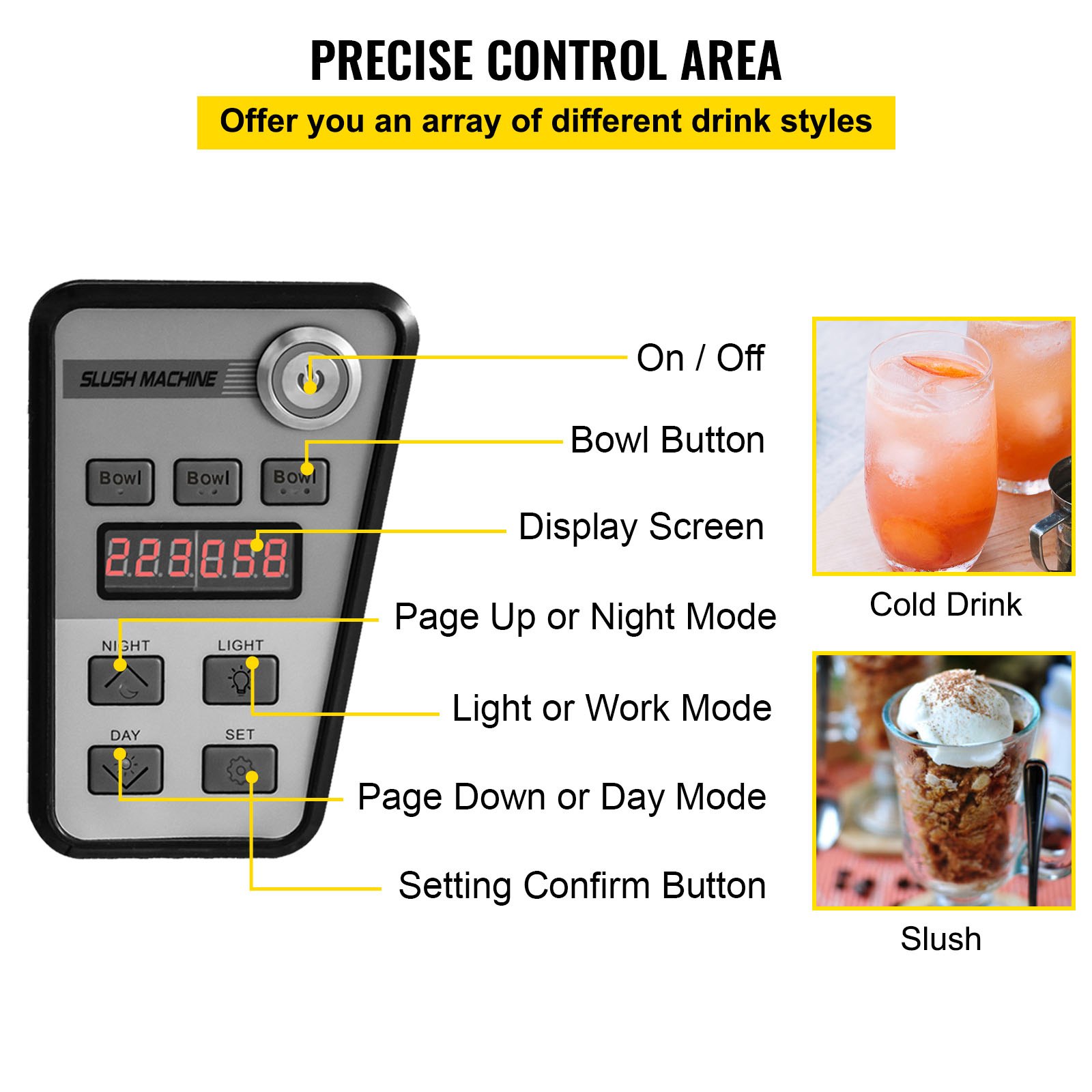 VEVOR Slushy Machine, 10L 1 Tank Slushie Machine for Home, 600W Commercial Slushy Machine, machine a slush for Frozen Drinks Automatic Clean, Slushy Machine for Home Supermarkets Cafes Restaurants