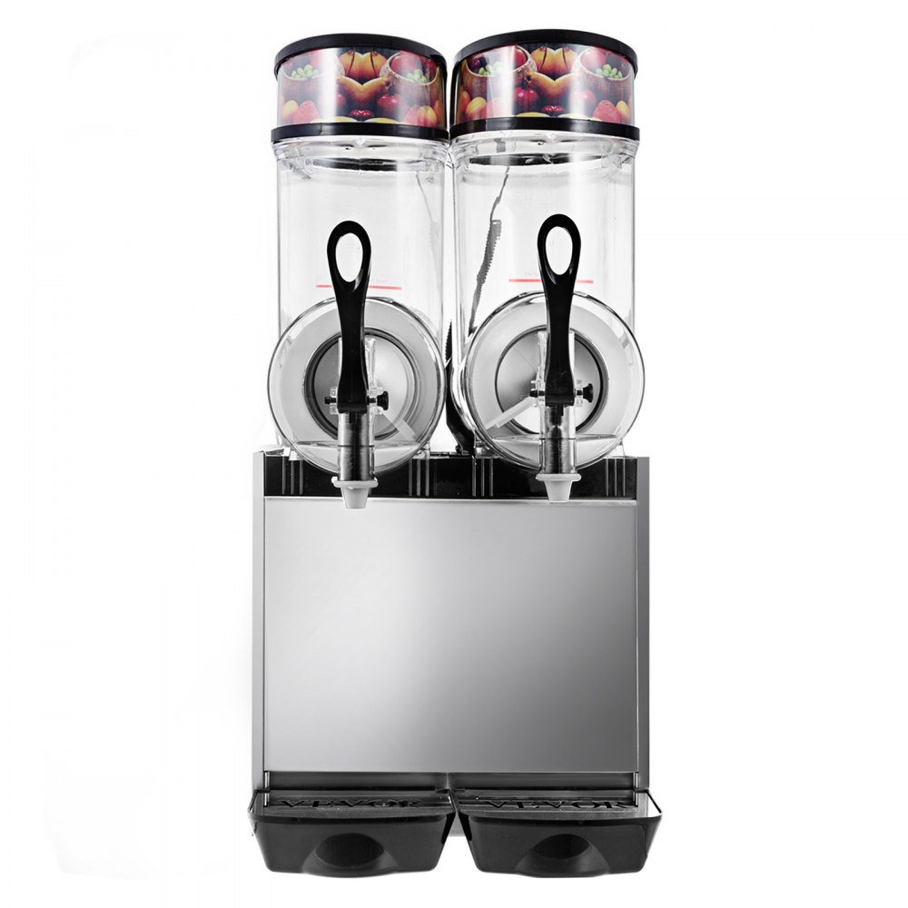 VEVOR 110V Commercial Slushy Machine 24L Double Bowl Frozen Drink 700W Stainless Steel Margarita Maker