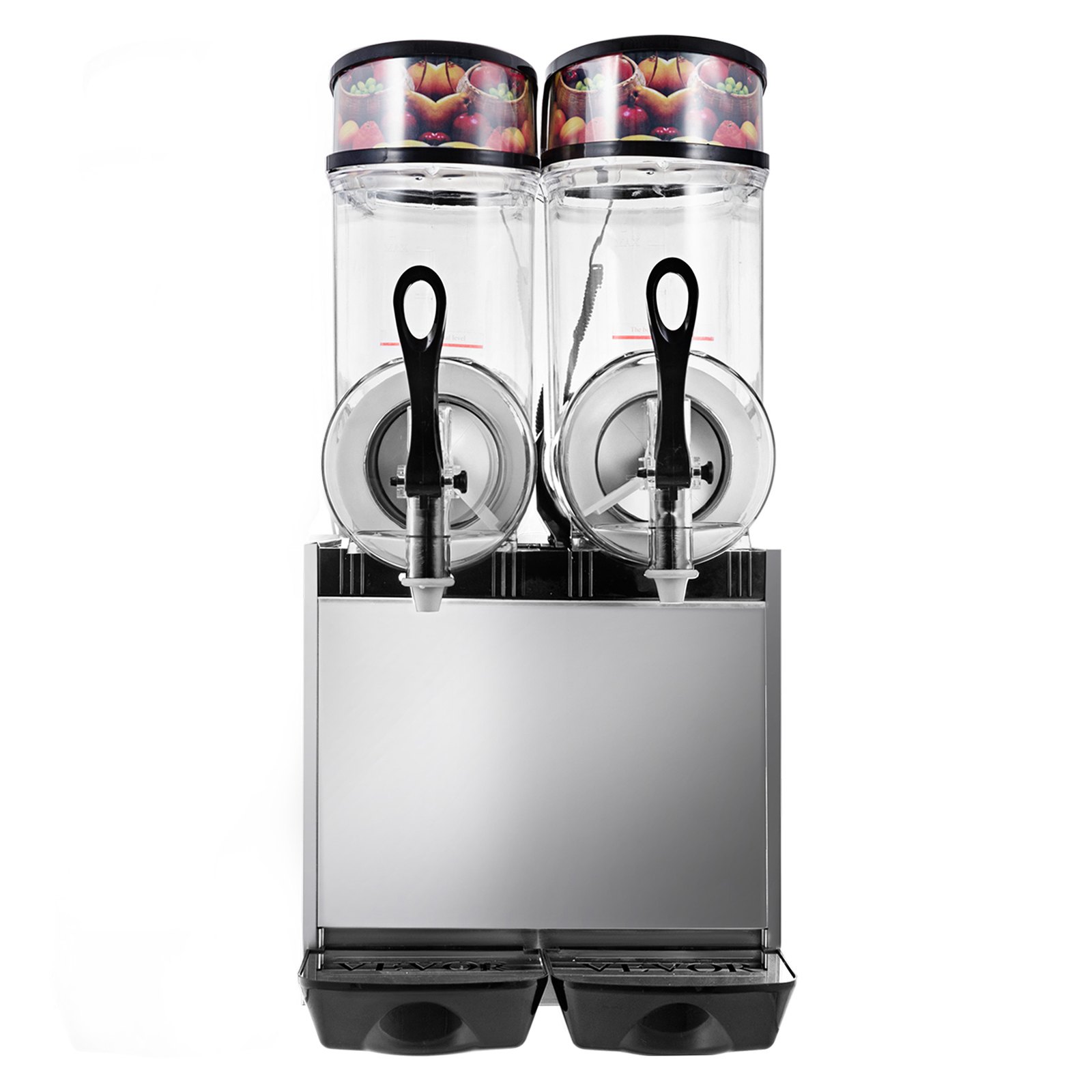 VEVOR 110V Commercial Slushy Machine 24L Double Bowl Frozen Drink 700W Stainless Steel Margarita Maker