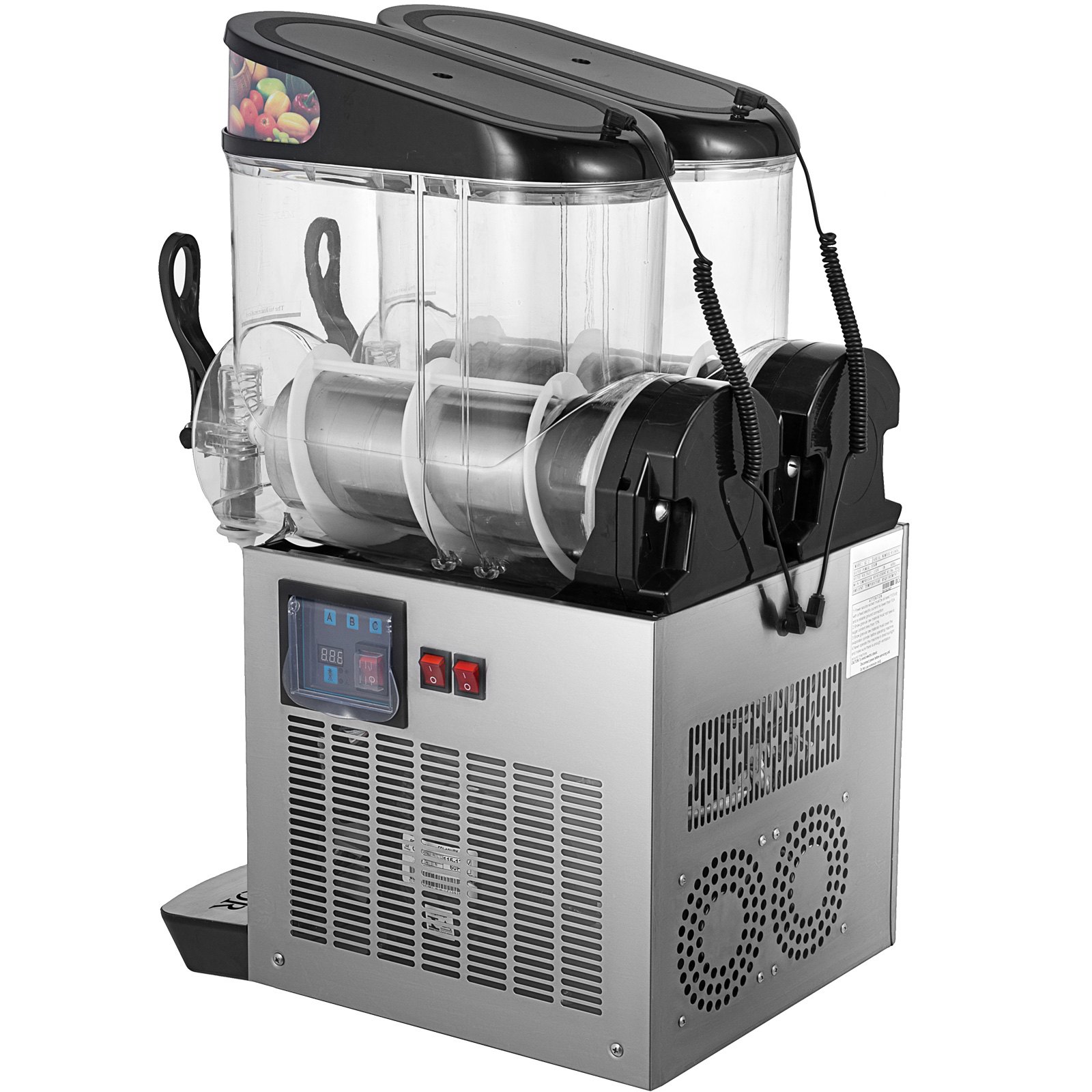 VEVOR 110V Commercial Slushy Machine 24L Double Bowl Frozen Drink 700W Stainless Steel Margarita Maker