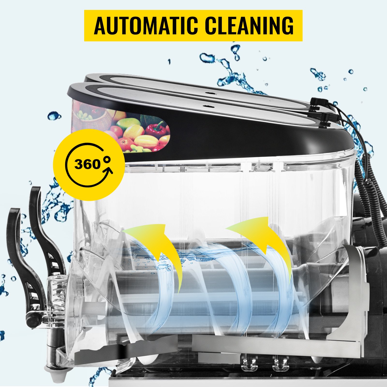 VEVOR 110V Commercial Slushy Machine 24L Double Bowl Frozen Drink 700W Stainless Steel Margarita Maker