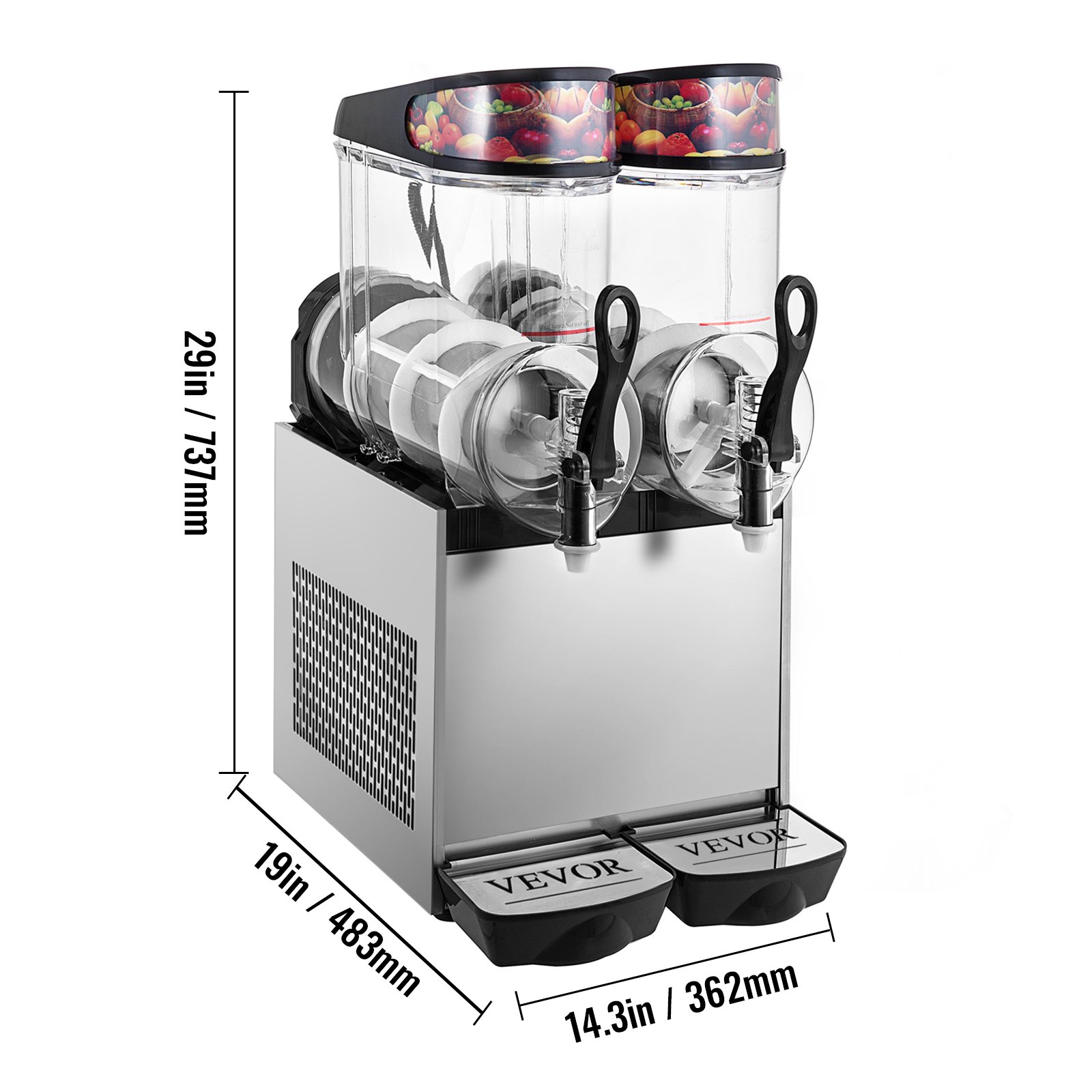 VEVOR 110V Commercial Slushy Machine 24L Double Bowl Frozen Drink 700W Stainless Steel Margarita Maker