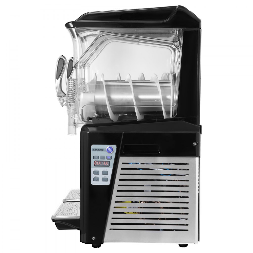 Máquina de granizados VEVOR de 110 V, 20 L, doble recipiente, para preparar margaritas congeladas, 900 W, limpieza automática, modos día y noche, para supermercados, cafeterías, restaurantes y bares, uso comercial.