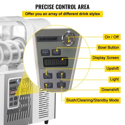 VEVOR Commercial Slushy Machine, 3LX2 Tank Slush Drink Maker, 340W Frozen Drink Machine with Temperature Preservation, Stainless Steel Home Slush Frozen Drink Machine with Automatic Clean, White
